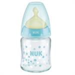 Nuk First Choice Μπιμπερό Γυάλινο Θηλή Καουτσούκ 0-6m 120ml - ΜΠΛΕ