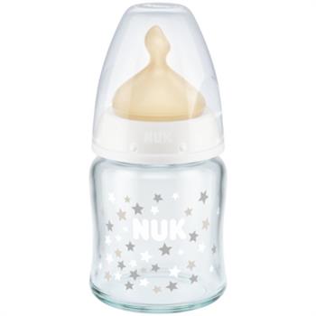 Nuk First Choice Μπιμπερό Γυάλινο Θηλή Καουτσούκ 0-6m 120ml - ΑΣΠΡΟ