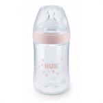 Nuk Nature Sense Πλαστικό Μπιμπερό Θηλή Σιλικόνης 260ml 0-6m - ΡΟΖ