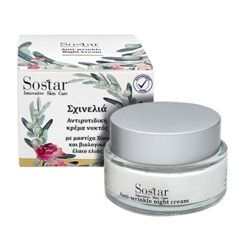 Sostar Anti-Wrinkle Night Cream Αντιρυτιδική Κρέμα Νυχτός Σχινελιά 50ml