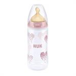 Nuk First Choice+ PP Μπιμπερό με Θηλή Latex 300ml - ΡΟΖ ΚΑΡΔΙΕΣ