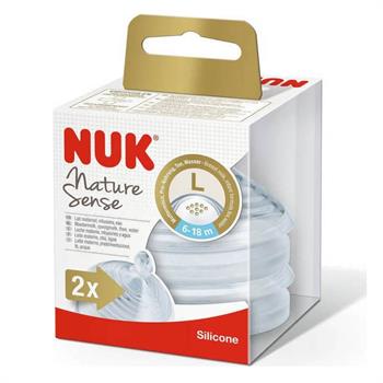 Nuk Nature Sense Θηλή Σιλικόνης Large 6-18m 2τμχ