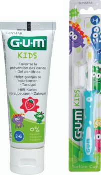 GUM 901 Promo Kids Touthbrush Light Blue 3-6 Years & Kids Toothpaste Strawberry 50ml