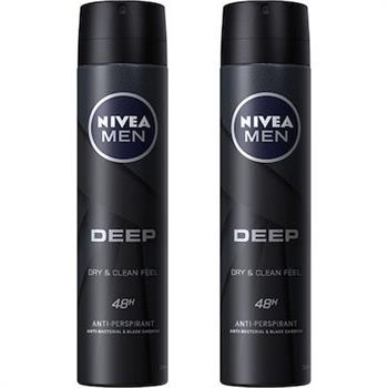 Nivea Men Deep Dry + Clean Feel 48h Anti-perspirant Spray 2 x 150ml