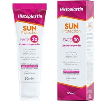Histoplastin Sun Protection Face Cream To Powder SPF30+ Αντηλιακή Κρέμα Προσώπου Χωρίς Χρώμα 50ml
