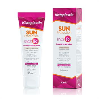 Heremco Histoplastin Sun Protection Tinted Face Cream to Powder Medium Αντηλιακή Κρέμα Προσώπου με Χρώμα  SPF50+ 50ml