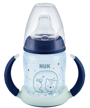 NUK First Choice Μπιμπερό εκπαίδευσης Night 150ml με ρύγχος σιλικόνης - ΜΠΛΕ