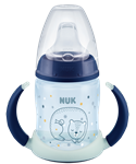 NUK First Choice Μπιμπερό εκπαίδευσης Night 150ml με ρύγχος σιλικόνης - ΜΠΛΕ