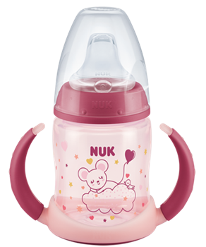 NUK First Choice Μπιμπερό εκπαίδευσης Night 150ml με ρύγχος σιλικόνης - ΡΟΖ