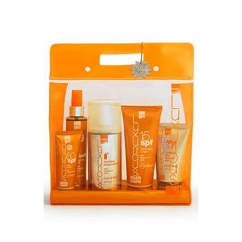 InterMed Luxurious Sunscreen Cream SPF15 200ml, Face Cream SPF50 75ml, Dark Tanning Oil 200ml, After Sun Cooling Gel 150ml + Hydrating Antioxidant Mist 400ml