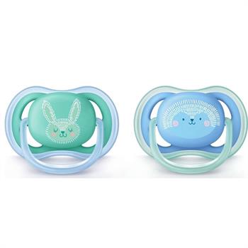 Philips Ultra Air Ορθοδοντική Σιλικόνης 6-18m Γαλάζιο-Πράσινο 2τμχ