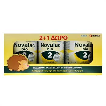 Novalac Bio 2 Βιολογικό Γάλα σε Σκόνη 2ης Βρεφικής Ηλικίας 3x400gr 2+1 ΔΩΡΟ
