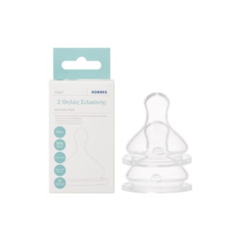 Korres Baby Θηλές Σιλικόνης Μεσαίας Ροής 3m+ 2 τμχ