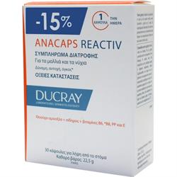 Ducray Anacaps Reactiv Συμπλήρωμα Διατροφής Κατά της Αντιδραστικής Τριχόπτωσης 30 Caps Promo -15%