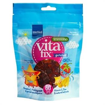 Intermed Vitafix Ιmmuno Gummies Pouch Ζελεδάκια-Αστεράκια με Γεύση Σμέουρο & Βιταμίνη C, Ψευδάργυρο 4+ ετών, 60 τεμάχια