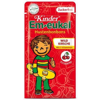 Em Eukal Kids Παιδικές Καραμέλες για τον Πονόλαιμο & τον Βήχα - Γεύση Αγριοκέρασο Χωρίς Ζάχαρη, 75gr