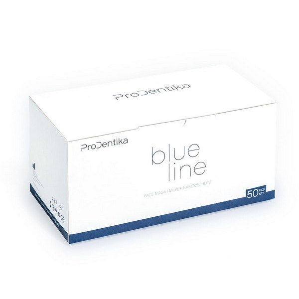 Prodentika Blue Line 3ply BFE ≥ 99% Type IIR Χειρουργική μάσκα μιας χρήσης Μαύρο 50τμχ