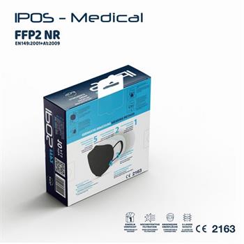 Ipos FFP2 NR 5-Layer Filtering Protective Mask 10τεμ (Μάσκα Ενισχυμένης Προστασίας Μαύρη 10τεμ)