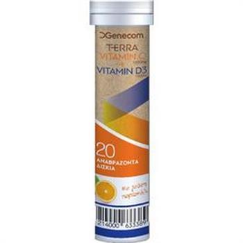 Genecom Terra Vitamin C 1000 mg + Vitamin D3 1000 IU Orange Flavour 20 eff tabs