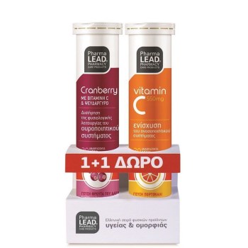 Pharmalead PROMO Cranberry με Βιταμίνη C & Ψευδάργυρο + Βιταμίνη C 550mg 20+20 Αναβράζοντα Δισκία