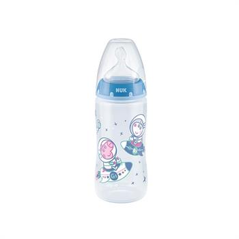 NUK Peppa Pig First Choice Plus Μπιμπερό PP 300ml Με Θηλή Σιλικόνης & Δείκτη Θερμοκρασίας 6-18m Μπλε