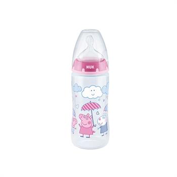 NUK Peppa Pig First Choice Plus Μπιμπερό PP 300ml Με Θηλή Σιλικόνης & Δείκτη Θερμοκρασίας 6-18m Ροζ