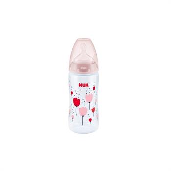 Nuk Μπιμπερό Πλαστικό First Choice Plus PP με Θηλή Σιλικόνης & Ένδειξη Θερμοκρασίας Κόκκινο 6-18m 360ml - ΡΟΖ ΛΟΥΛΟΥΔΙΑ