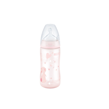 Nuk First Choice Plus Rose Rabbit Πλαστικό Μπιμπερό Θηλή Σιλικόνης 300ml - ΡΟΖ ΛΑΓΟΣ