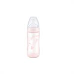 Nuk First Choice Plus Rose Rabbit Πλαστικό Μπιμπερό Θηλή Σιλικόνης 300ml - ΡΟΖ ΚΑΡΔΙΕΣ