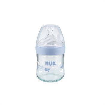 NUK Nature Sense Γυάλινο Μπιμπερό με Θηλή Σιλικόνης Small, 120ml - ΜΠΛΕ