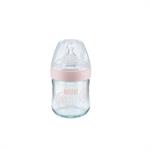NUK Nature Sense Γυάλινο Μπιμπερό με Θηλή Σιλικόνης Small, 120ml - ΡΟΖ