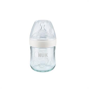 NUK Nature Sense Γυάλινο Μπιμπερό με Θηλή Σιλικόνης Small, 120ml - ΑΣΠΡΟ
