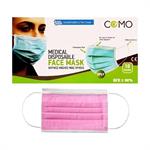 Comomed Χειρουργική Μάσκα μιας Χρήσης 3ply Type II BFE >98% Ροζ 10τμχ