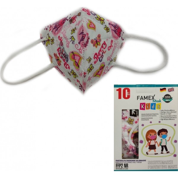 Famex Kids FFP2 NR Particle Filtering Half Mask Pretty Princess 10τμχ