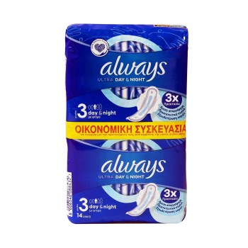 Always Σερβιέτες Ultra Day & Night Jumbo Pack 14τμχ