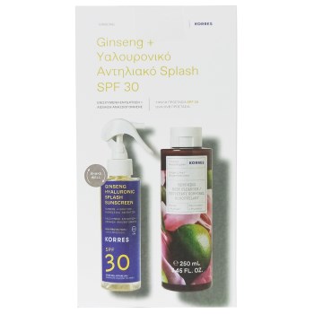Korres Promo Ginseng Hyaluronic Sunscreen Splash Spf30 150ml & Renewing Body Cleanser, Ginger & Lime 250ml