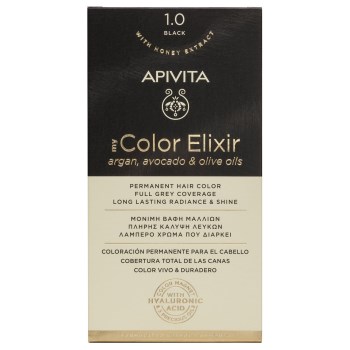 Apivita My Color Elixir Μόνιμη Βαφή Μαλλιών No 1.0 Μαύρο 50ml+75ml Με Sticker -20% Έκπτωση