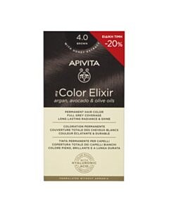 Apivita My Color Elixir Μόνιμη Βαφή Μαλλιών No 4.0 Καστανό 50ml+75ml Με Sticker -20% Έκπτωση