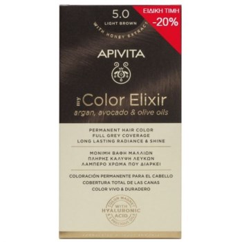 Apivita My Color Elixir Μόνιμη Βαφή Μαλλιών No 5.00 Καστανό Ανοιχτό 50ml+75ml Με Sticker -20% Έκπτωση