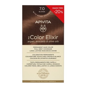 Apivita My Color Elixir Μόνιμη Βαφή Μαλλιών No 7.0 Ξανθο 50ml+75ml Με Sticker -20% Έκπτωση