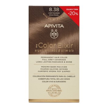 Apivita My Color Elixir Μόνιμη Βαφή Μαλλιών No 8.38 Ξανθό Ανοιχτό Περλέ 50ml+75ml Με Sticker -20% Έκπτωση