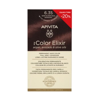 Apivita My Color Elixir Μόνιμη Βαφή Μαλλιών No 6.35 Ξανθό Σκούρο Μελί Μαονί 50ml Με Sticker -20% Έκπτωση