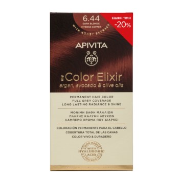 Apivita My Color Elixir Μόνιμη Βαφή Μαλλιών No 6.44 Ξανθό Σκούρο Έντονο Χάλκινο 50ml Με Sticker -20% Έκπτωση