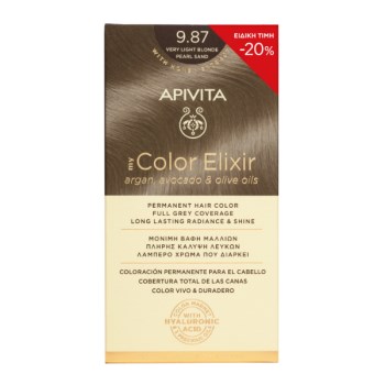 Apivita My Color Elixir Μόνιμη Βαφή Μαλλιών No 9.87 Ξανθό Πολύ Ανοιχτό Περλέ Μπεζ 50ml Με Sticker -20% Έκπτωση