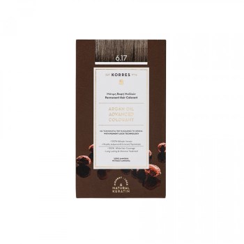 Korres Argan Oil Advanced Colorant 6.17 Βαφή Μαλλιών Ξανθό Σκούρο Μπεζ, 1 τεμάχιο