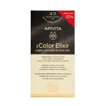 Apivita My Color Elixir Μόνιμη Βαφή Μαλλιών No 4.11 Καστανό Έντονο Σαντρέ 50ml Με Sticker -20% Έκπτωση