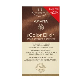 Apivita My Color Elixir Μόνιμη Βαφή Μαλλιών No 8.3 Ξανθό Ανοιχτό Χρυσό 50ml Με Sticker -20% Έκπτωση