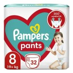 Pampers Pants No.8 (19+kg) Βρεφικές Πάνες Βρακάκι, 32τεμ