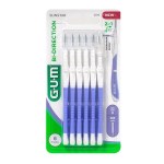 GUM 2014 Bi-Direction Μεσοδόντια Βουρτσάκια με Λαβή 0.6mm Μωβ 6τμχ