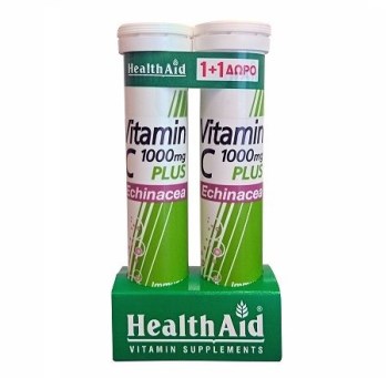 Health Aid Echinacea Vitamin C 1000mg Lemon και Echinacea Vitamin C 1000mg Lemon 2 x 20 αναβράζοντα δισκία Health Aid